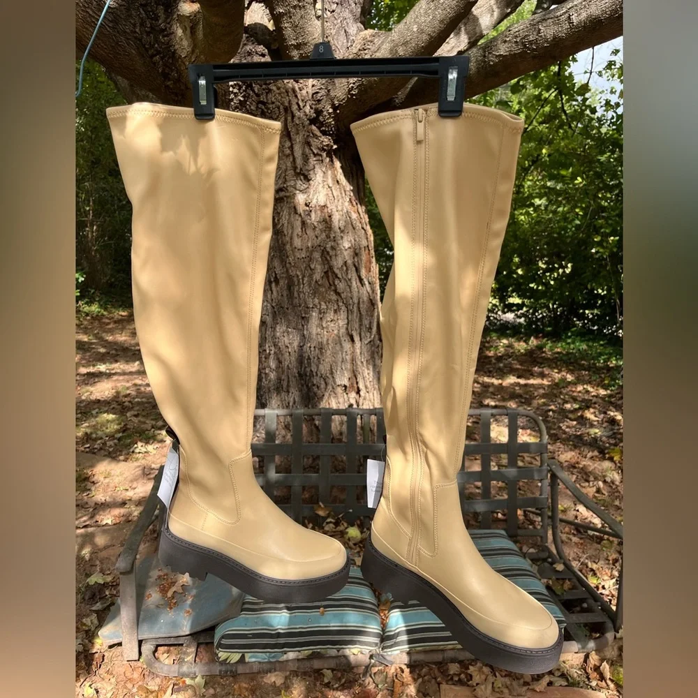 🆕.Franco Sarto Beige Over the Knee Boots Size 6